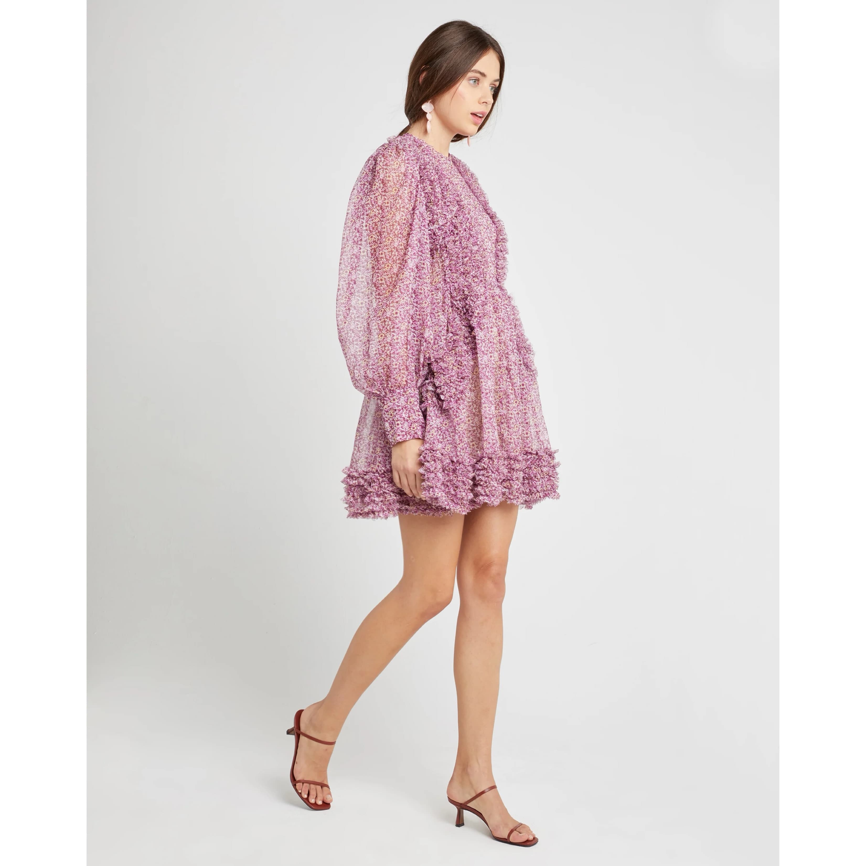 Sheer Pink Ruffle Mini Dress - Image 5
