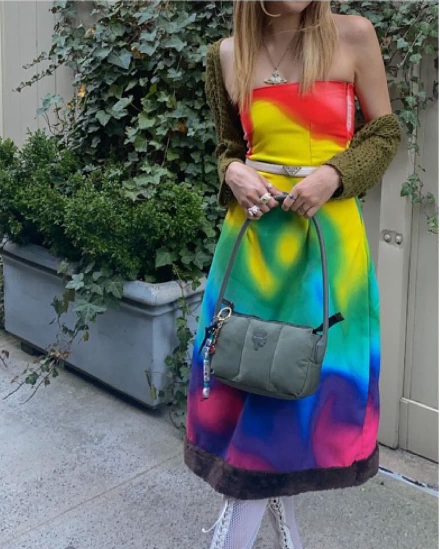 CULT FORM MIDI RAINBOW DRESS WITH FUR - Image 1