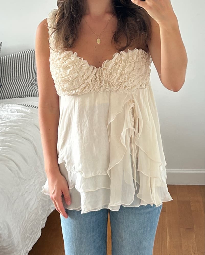 Dreamy Ruffled Silk Babydoll Bridal Top - Image 4