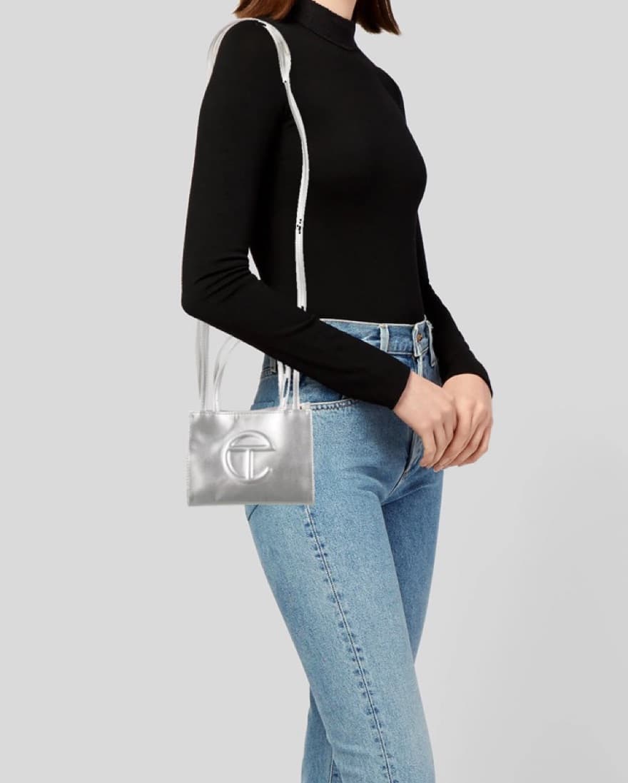 Small Silver Shopping Bag - Image 3