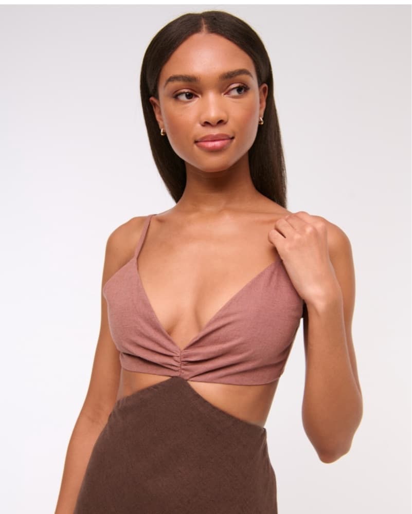 Brown Slip Cutout Maxi Dress - Image 2