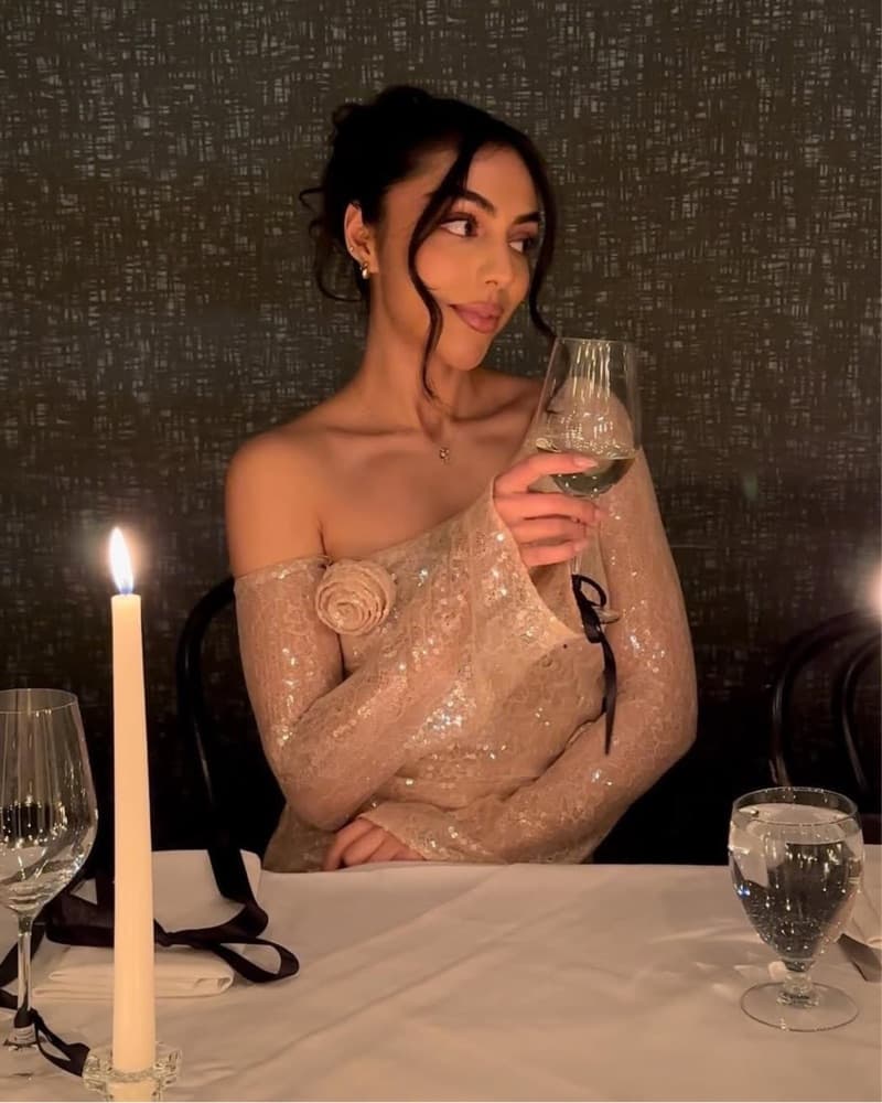 NYE Cream Sequin Flower Gown - Image 4
