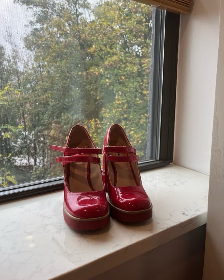 Twice Red Patent Steve Madden Heels - Image 2