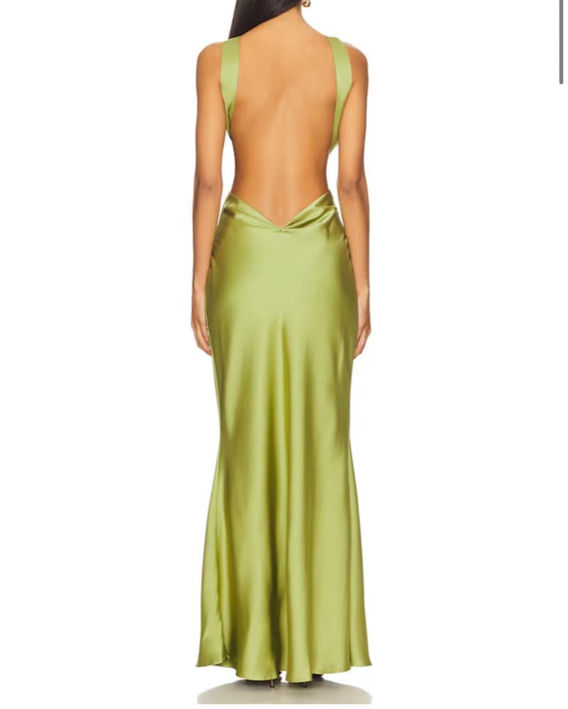  Lime Green Halter Gown - Image 2