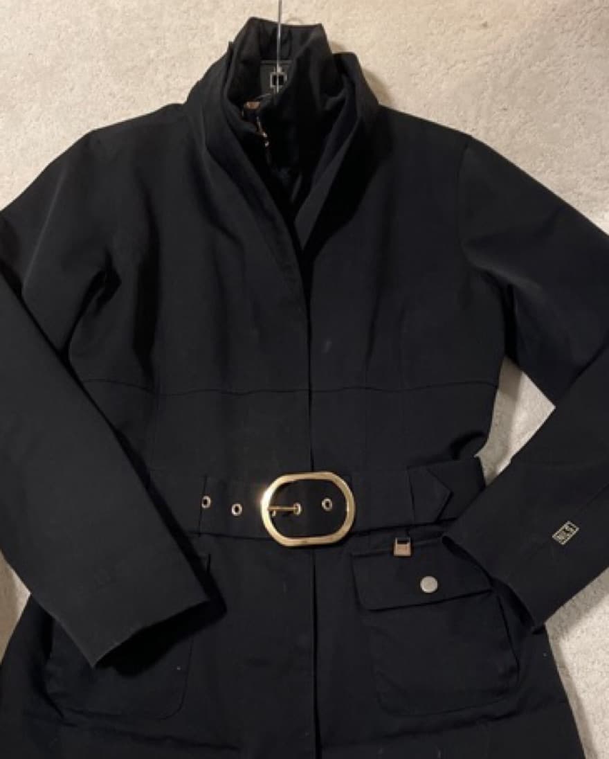Chic Belted Black Ski Coat - Image 1