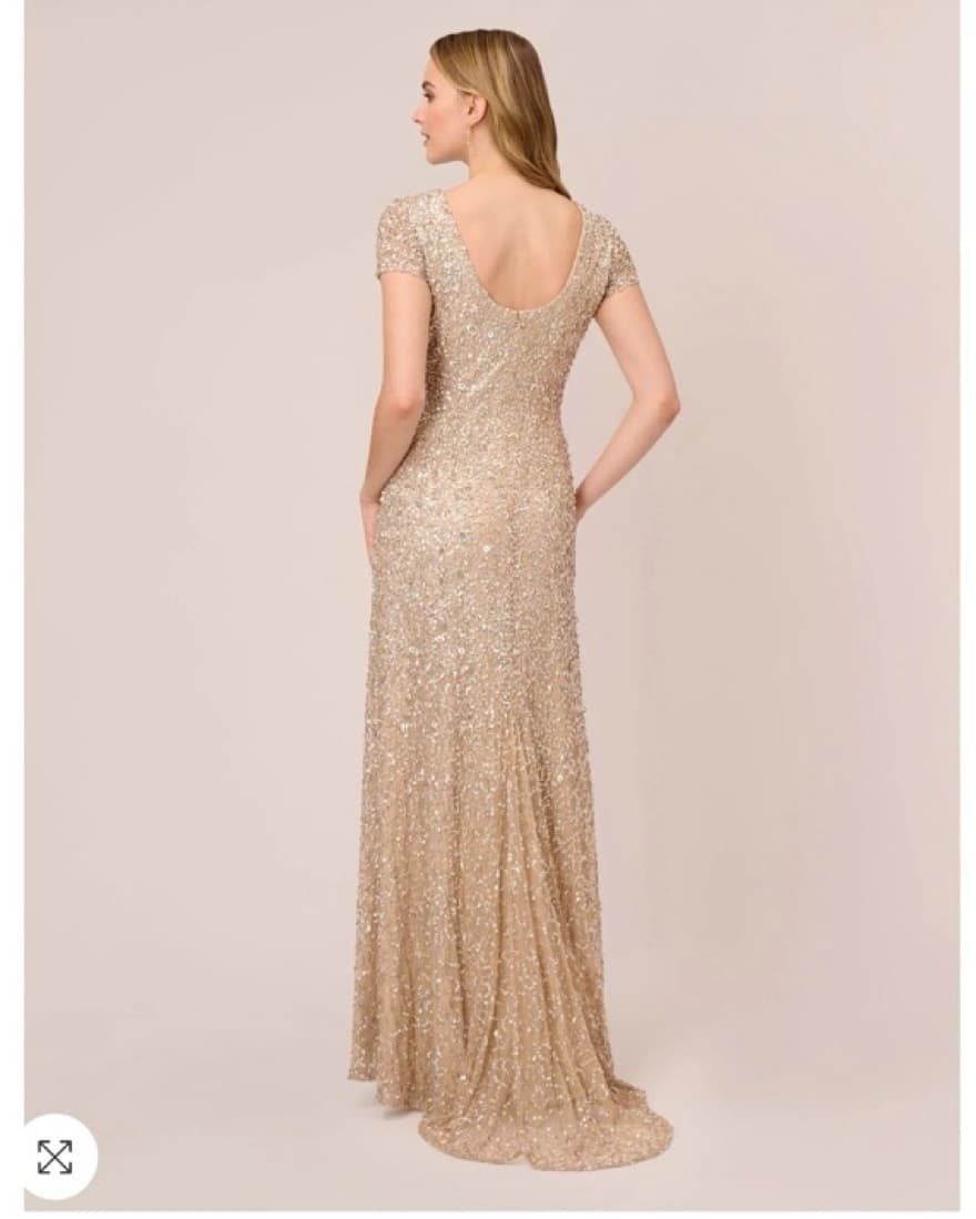 Dazzling Gold Sequin Scoop Back Gown - Image 2