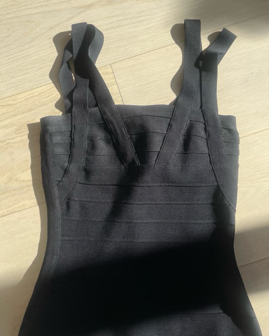 Black Herve Leger Mini Dress - Image 2