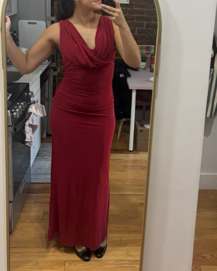 Red Reformation Cowl Neck Gown - Image 3