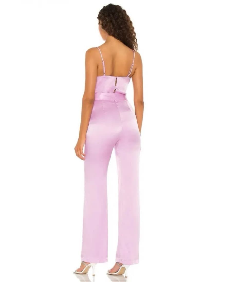 Chic Satin Jumpsuit in Lavendar  - Image 3