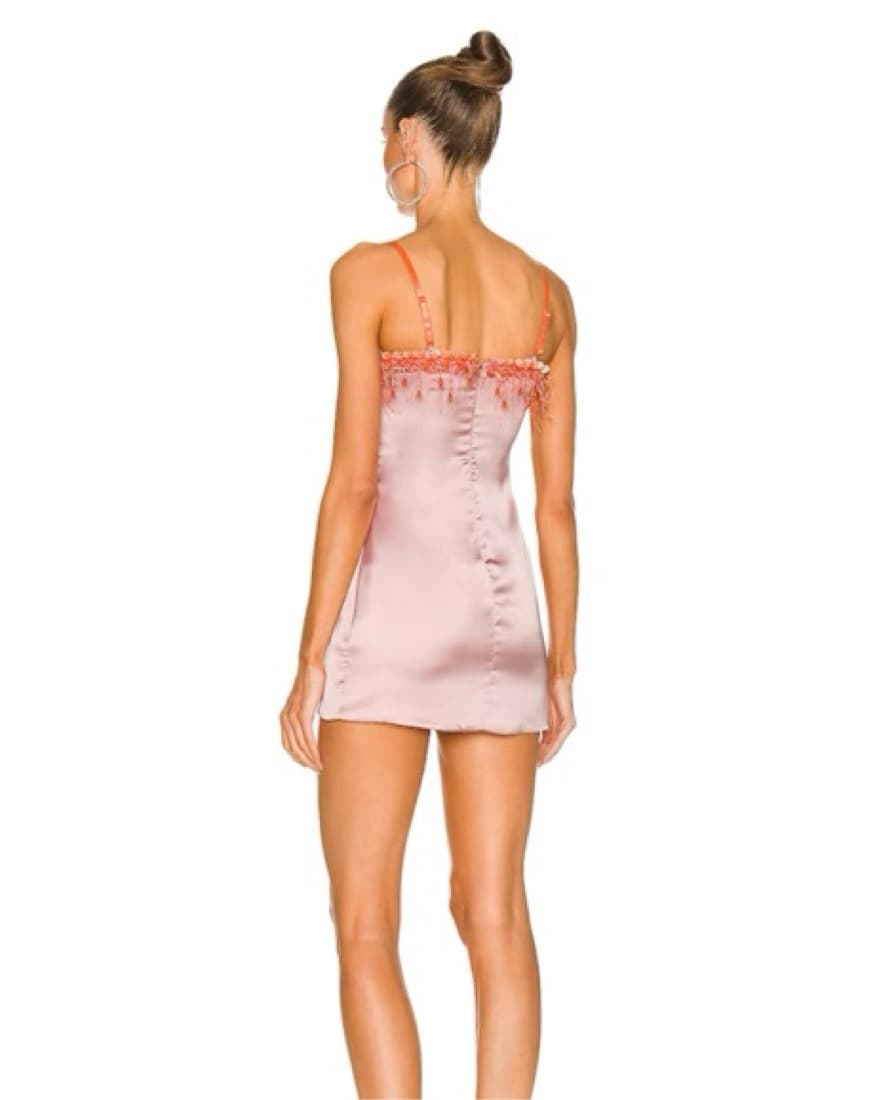 Guizio— Beaded Mini Dress In Satin Pink - Image 3