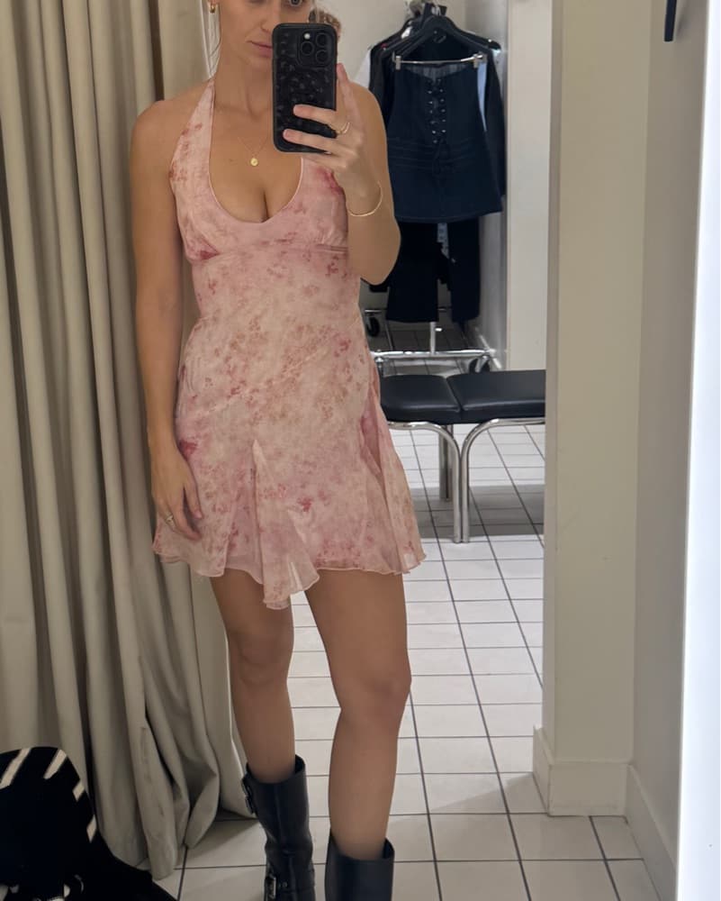 Valorie Halter Mini Dress - Pink  - Image 2