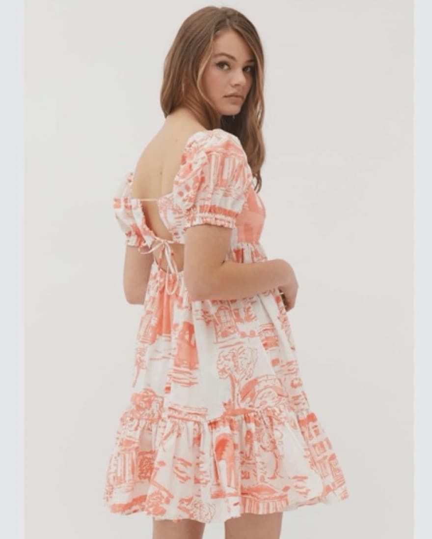 Urban Outfitters White & Orange Babydoll - Image 2