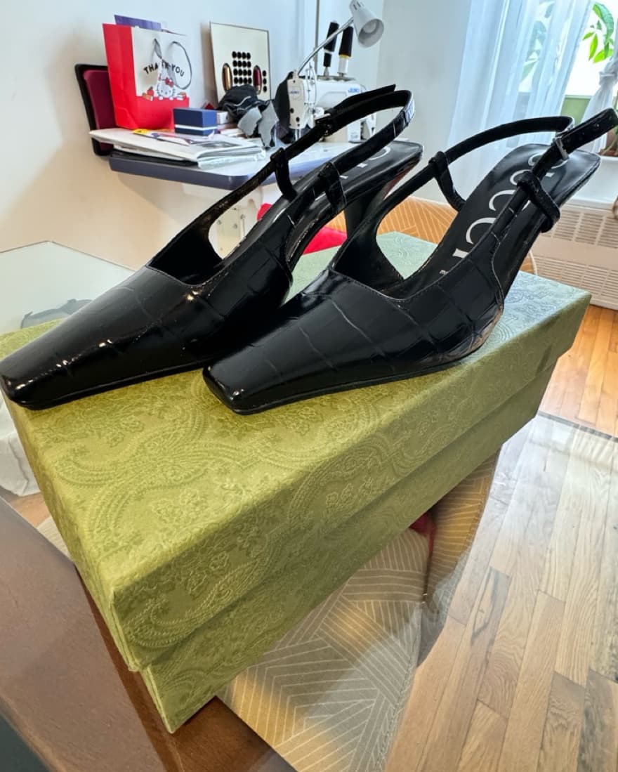 Gucci Black Croco Leatner Sling Back  - Image 4