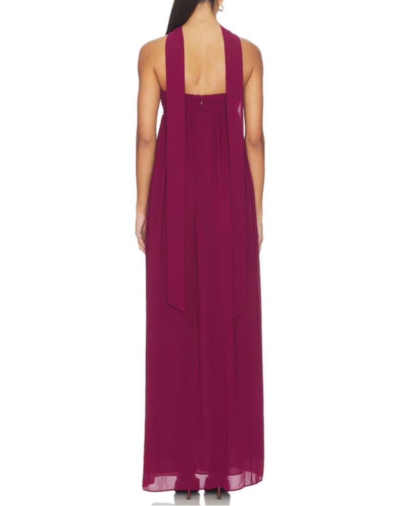 Elegant Magenta Halter Maxi Dress - Image 2