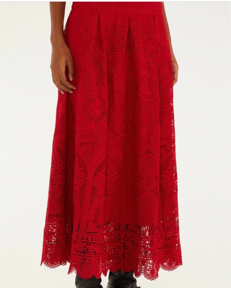 Farm Rio Red Lace Skirt  - Image 1