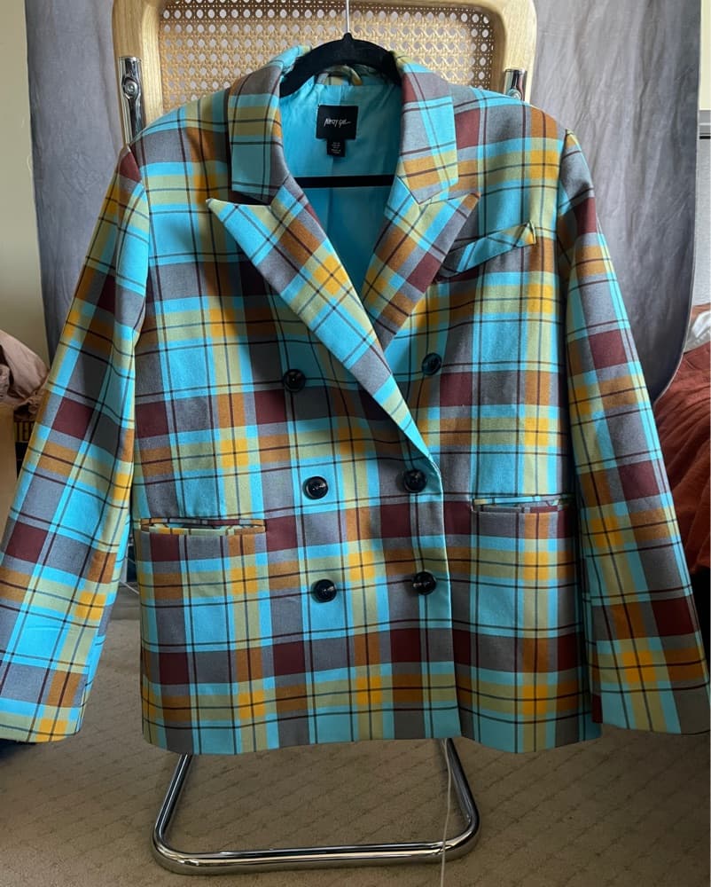 Vibrant Plaid Oversized Blazer - Image 1