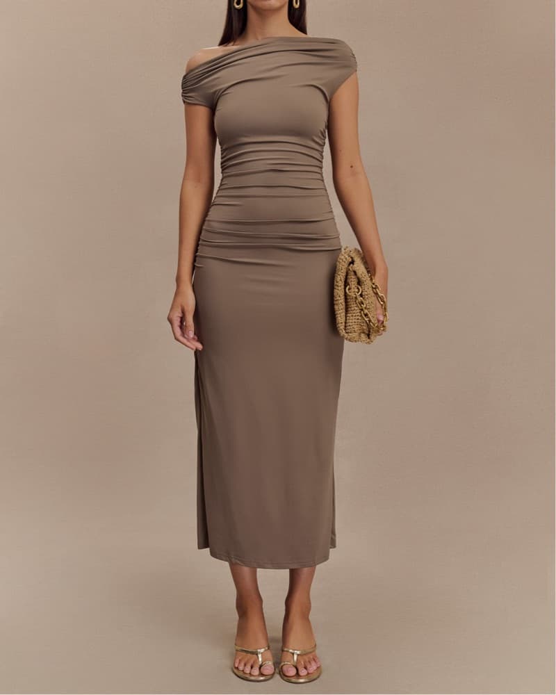 MESHKI Midi Dress - Coco Brown - Image 1