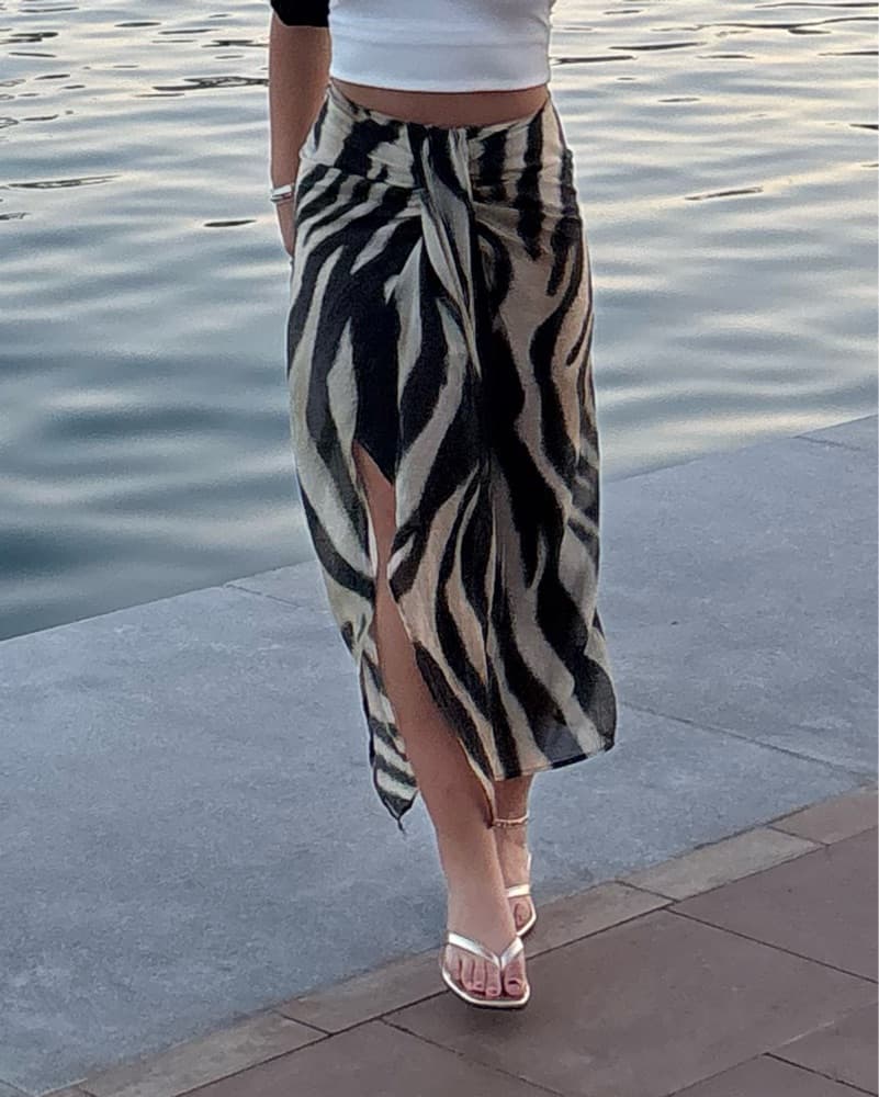 Zara Knotted Zebra Print Sarong / Skirt - Image 1