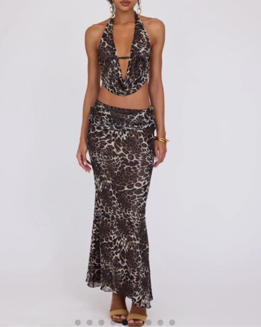 Fierce Leopard Print Halter Maxi Set - Image 1