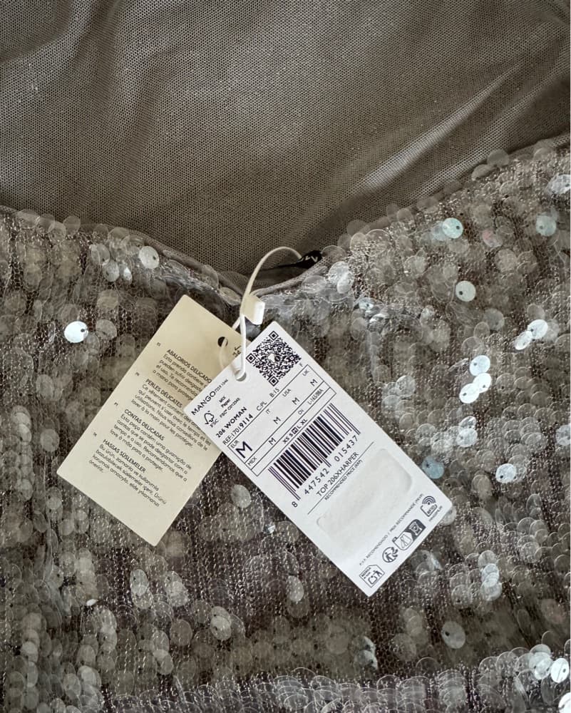 Grey Sequin Cowl Neck Top  - Image 4