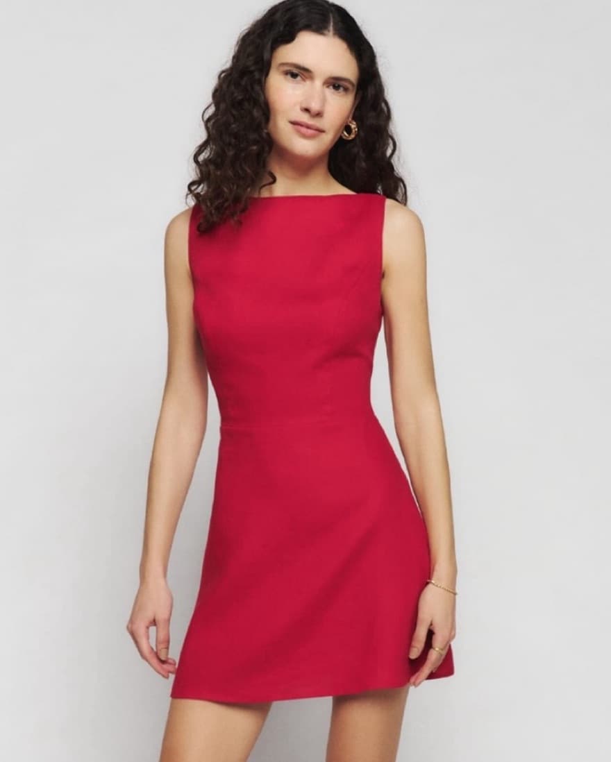 Reformation Red Linen Zenni Dress - Image 1