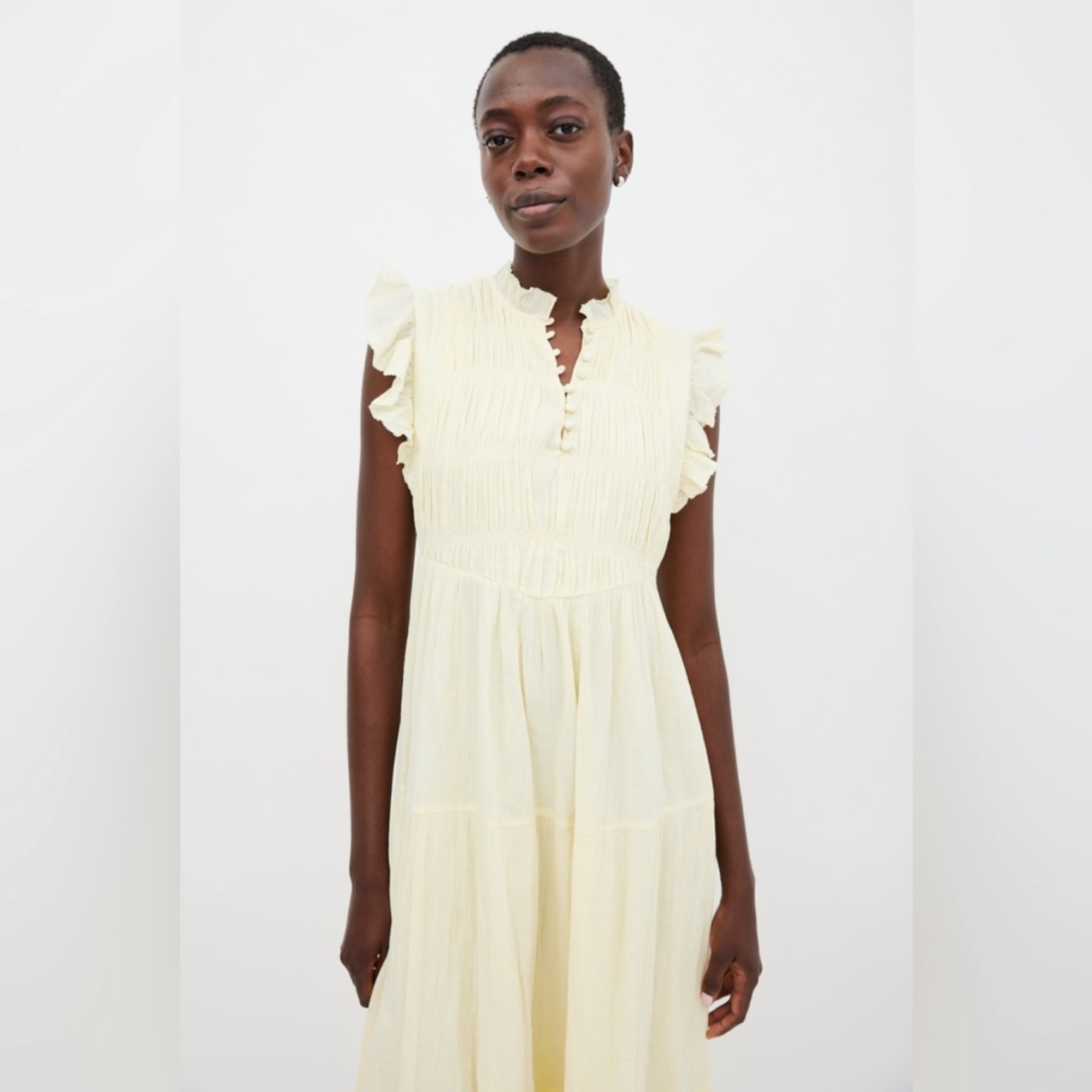 Ba&sh Noah Shirred Midi Dress in Jaunde  - Image 6