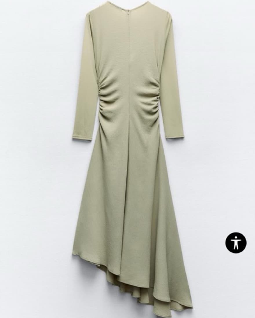 DRAPED MIDI DRESS KHAKI  - Image 4