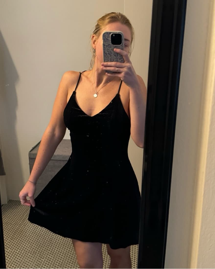 Black Sparkly Spaghetti Strap Dress - Image 1