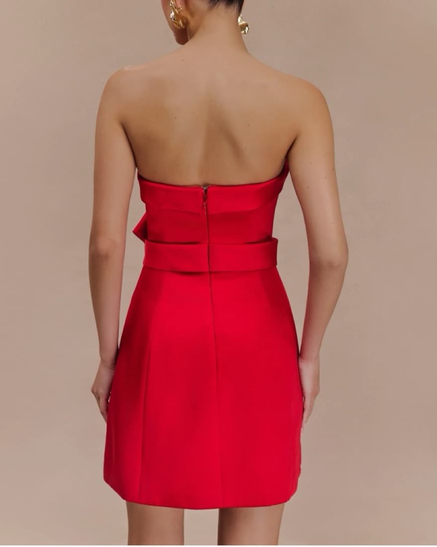 Meshki Red Mini Bow Dress - Image 2
