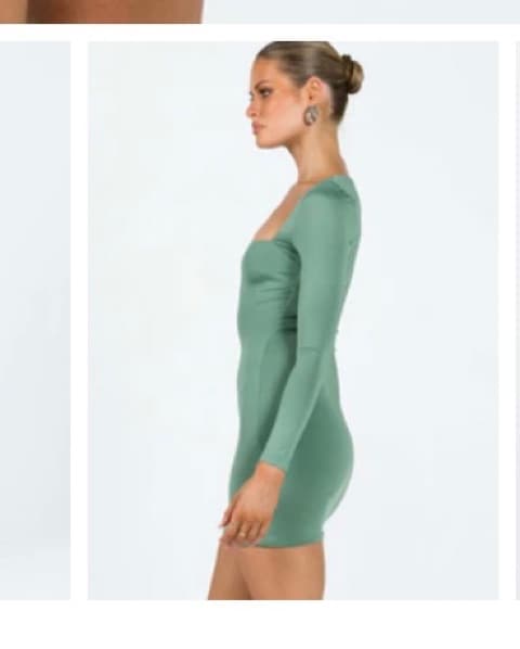 Sage Green Long Sleeve Mini Dress - Image 2