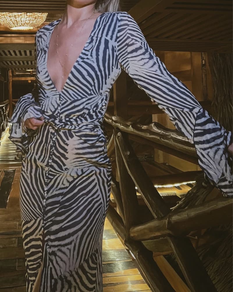 Rat & Boa Navy Zebra Thalia Maxi Dress - Image 1