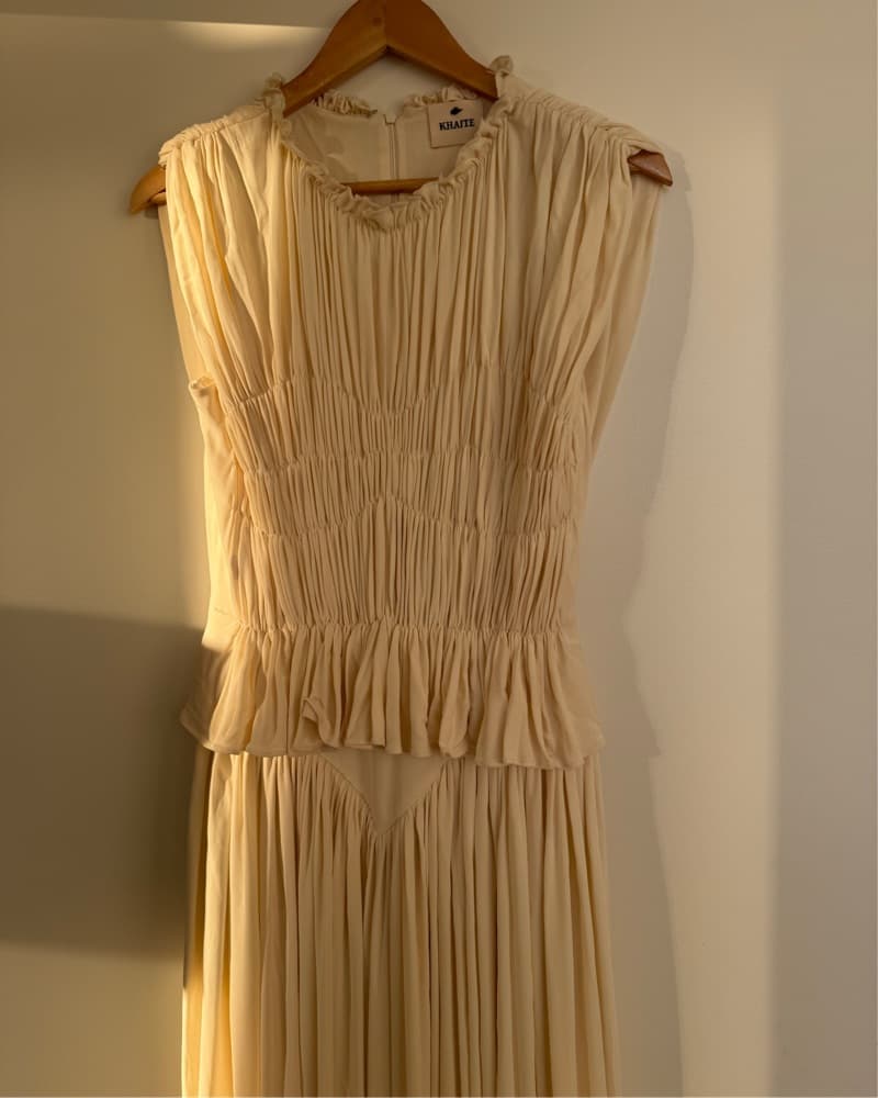 KHAITE - The Genevie Pleated Maxi Dress - Image 4