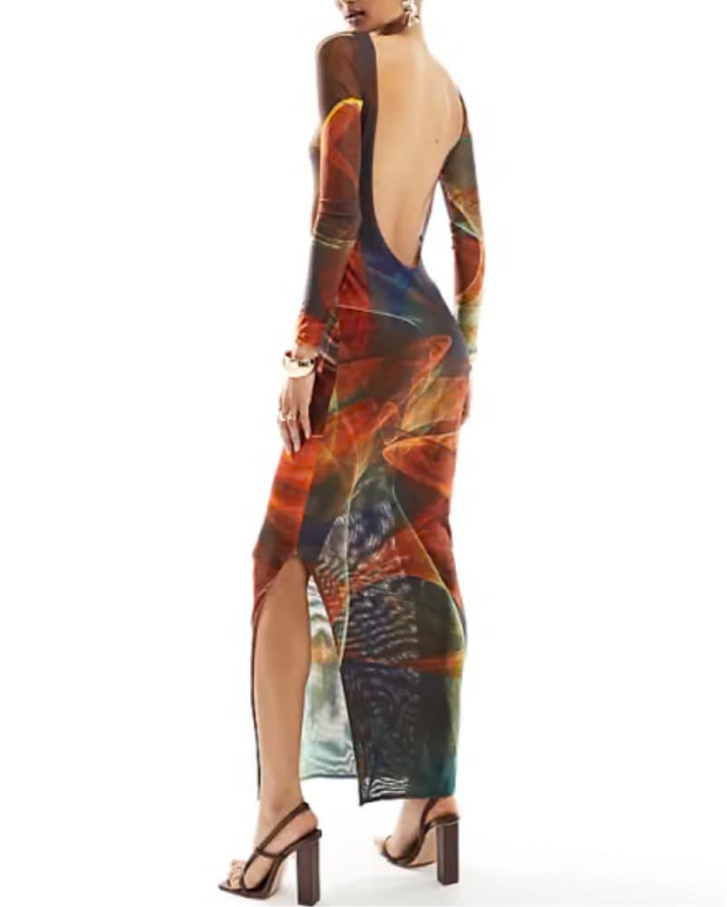 Vibrant Abstract Print Midi Dress - Image 2