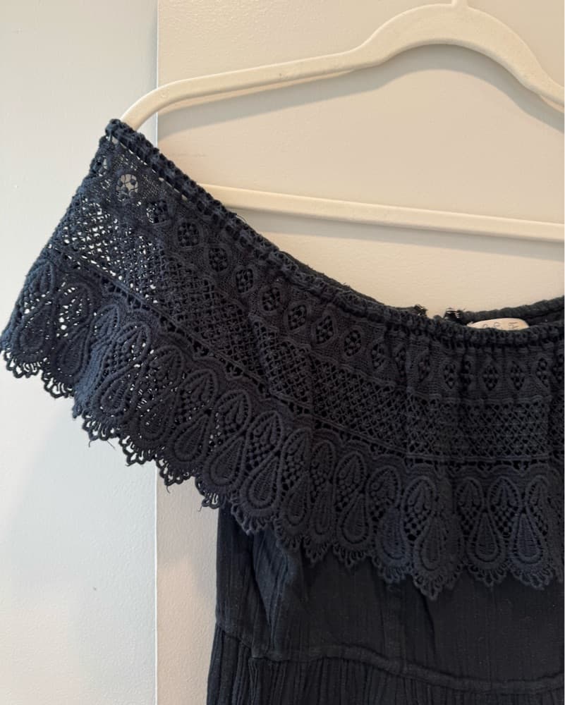 Loveshackfancy Black Off Shoulder Dress - Image 2