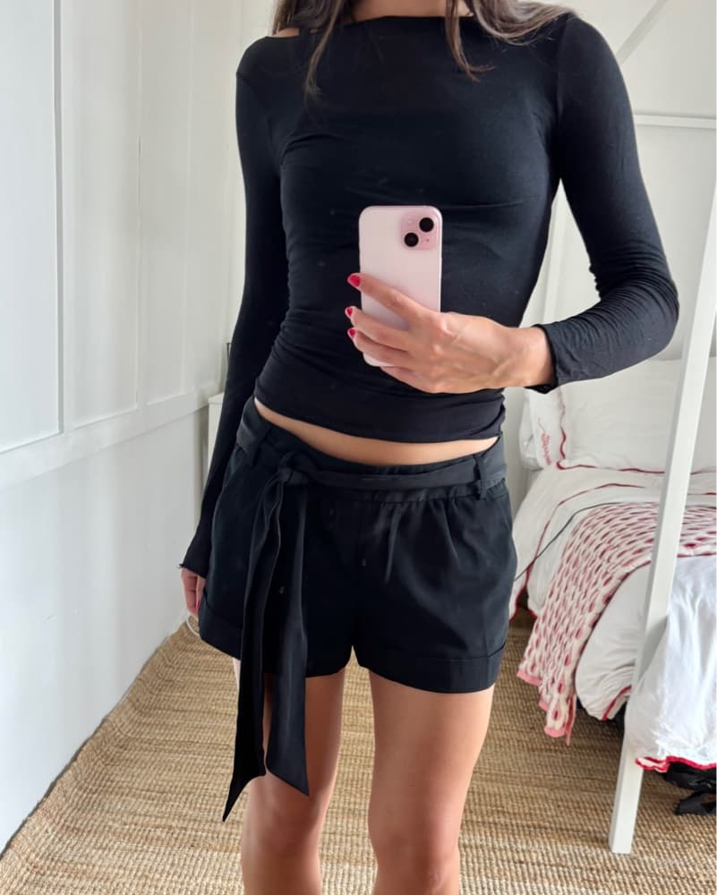 Black Low Waisted Micro Shorts - Image 2
