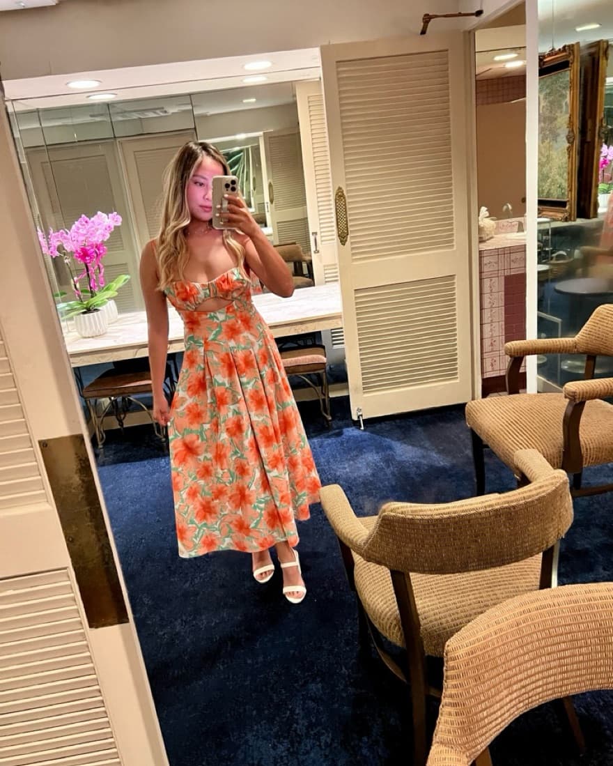 Floral Red Orange Dress - Image 4