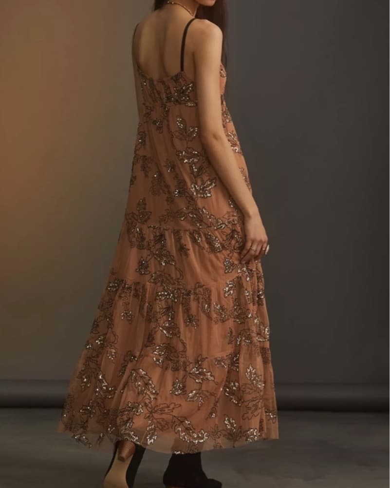 Anthropologie Sequin Tulle Maxi Dress - Image 3