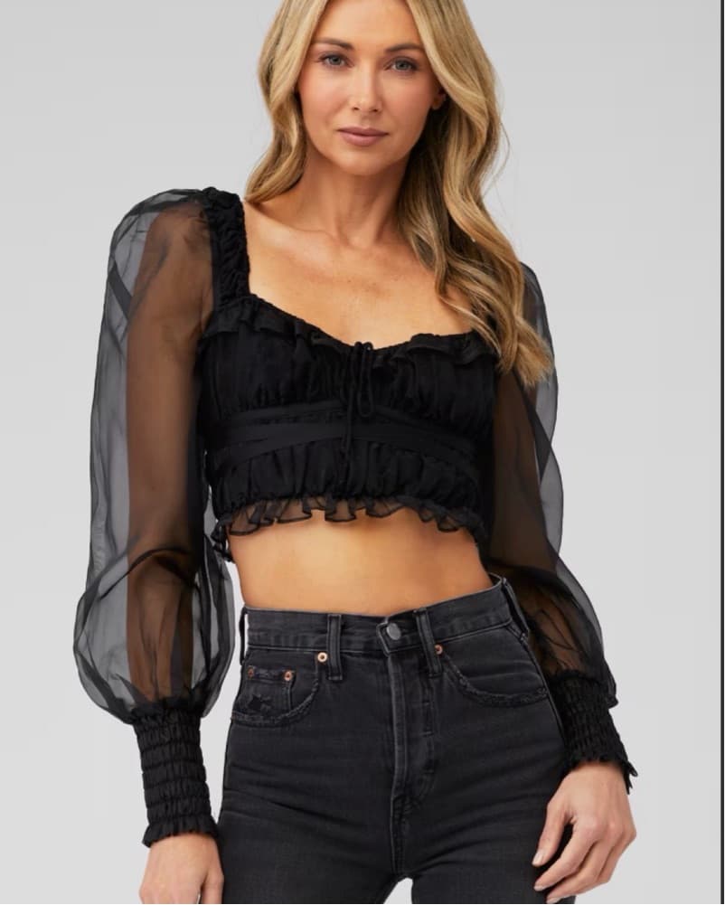 For Love & Lemons black Sheer Crop Top - Image 1