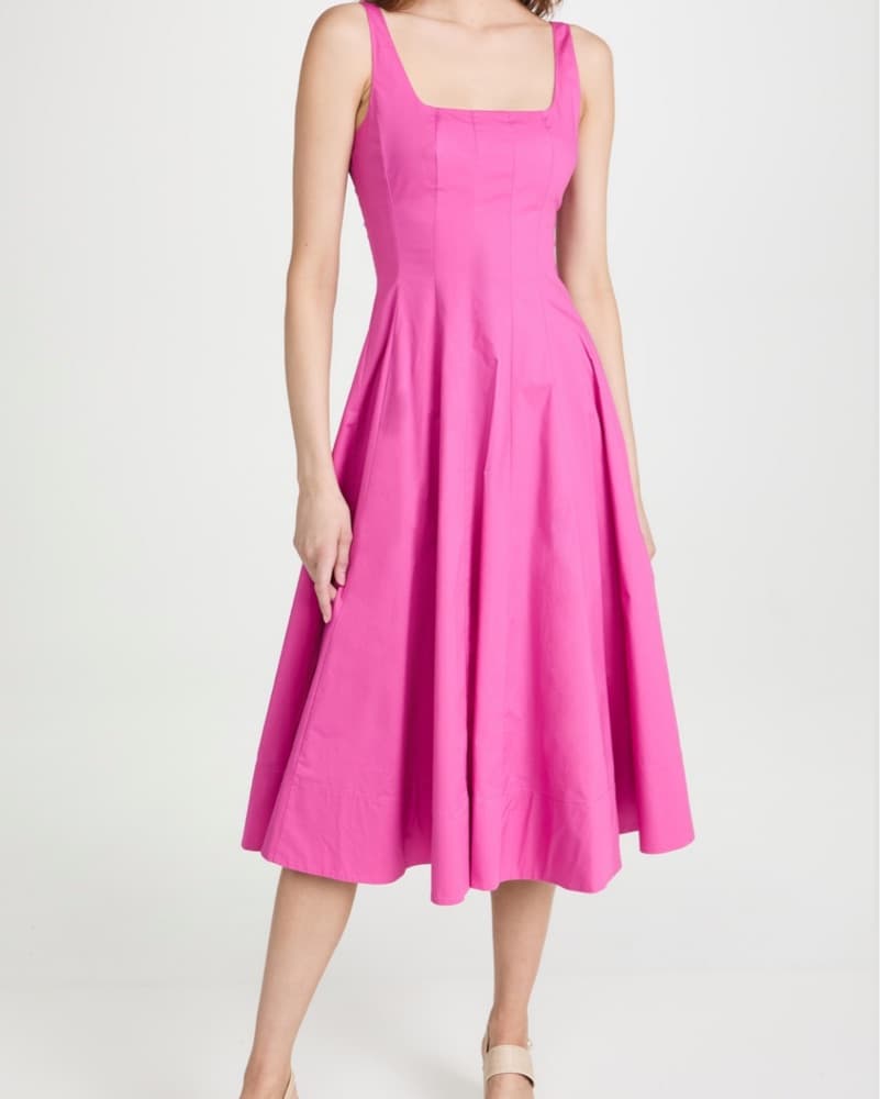 Staud Pink Wells Midi Dress - Image 1