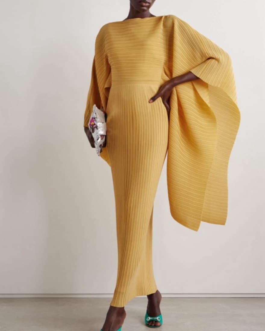 Cape Effect Plissè Dress Wedding Guest - Image 1