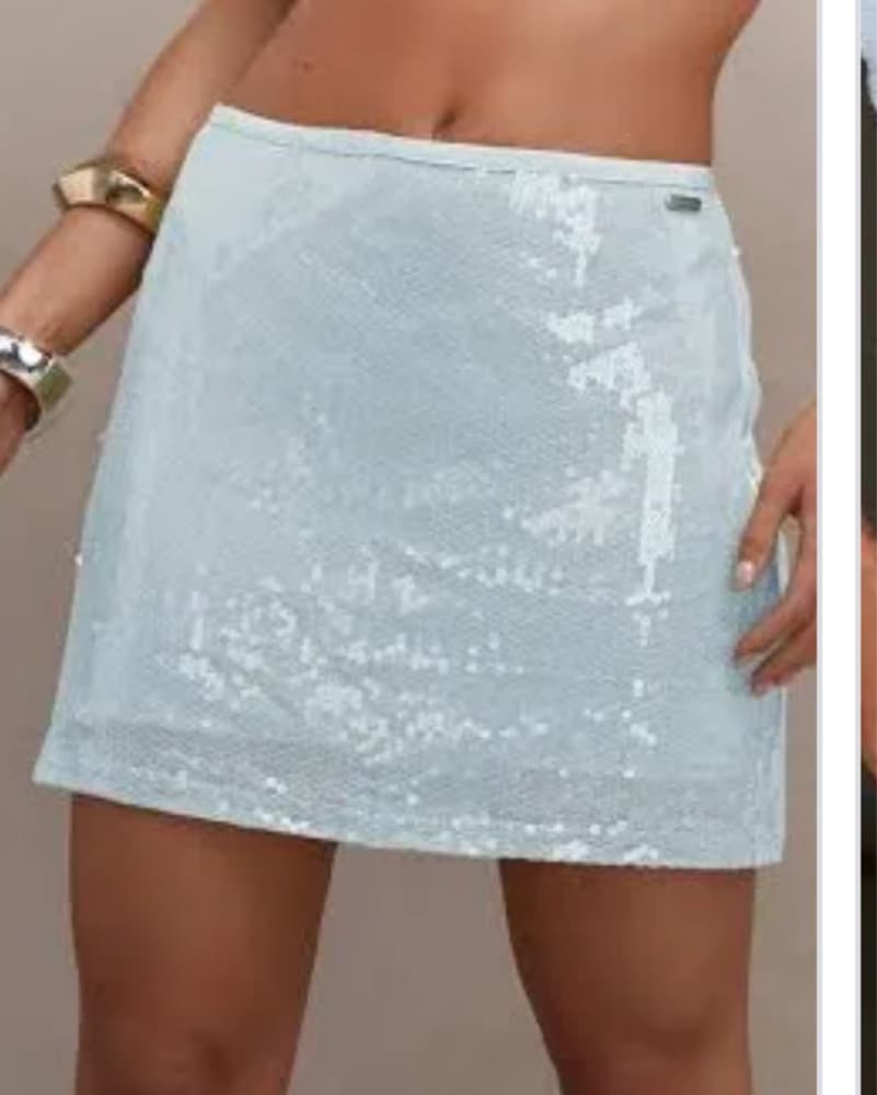 Blue Sequin Mini Skirt  - Image 1