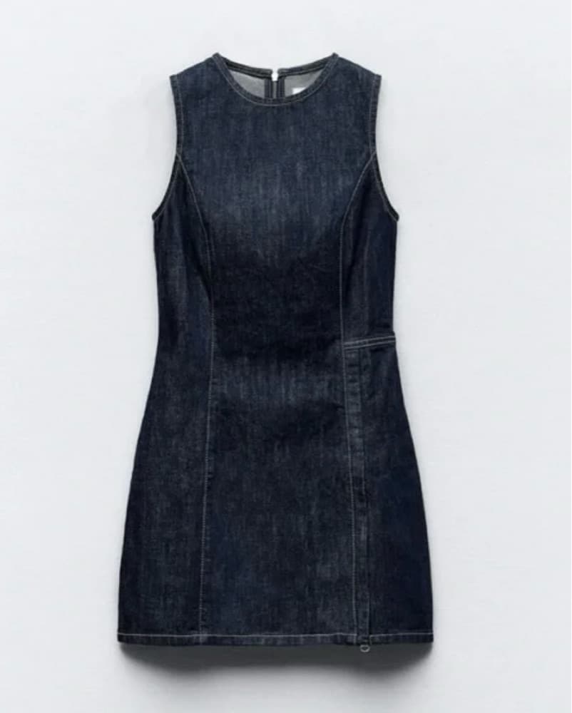 Zara Dark Wash Denim Mini Dress - Image 1