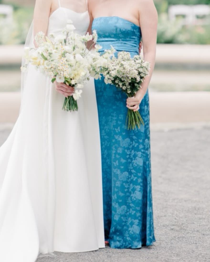 Revolve Blue Satin Jacquard Dress - Image 3