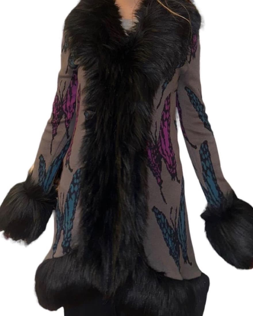 Betsey Johnson Butterfly Fur Trim Coat - Image 1