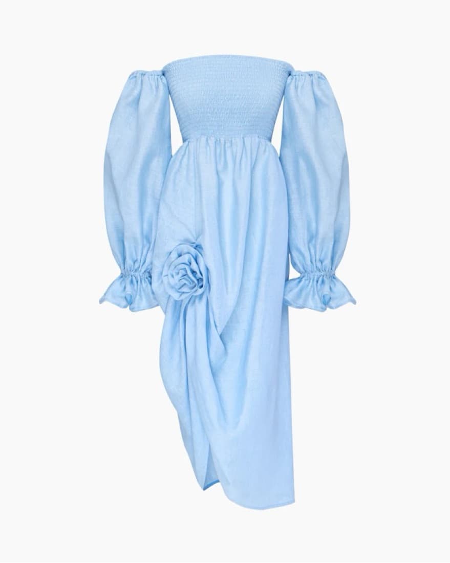 Sleeper Atlanta Linen Dress with Rose  - Image 6