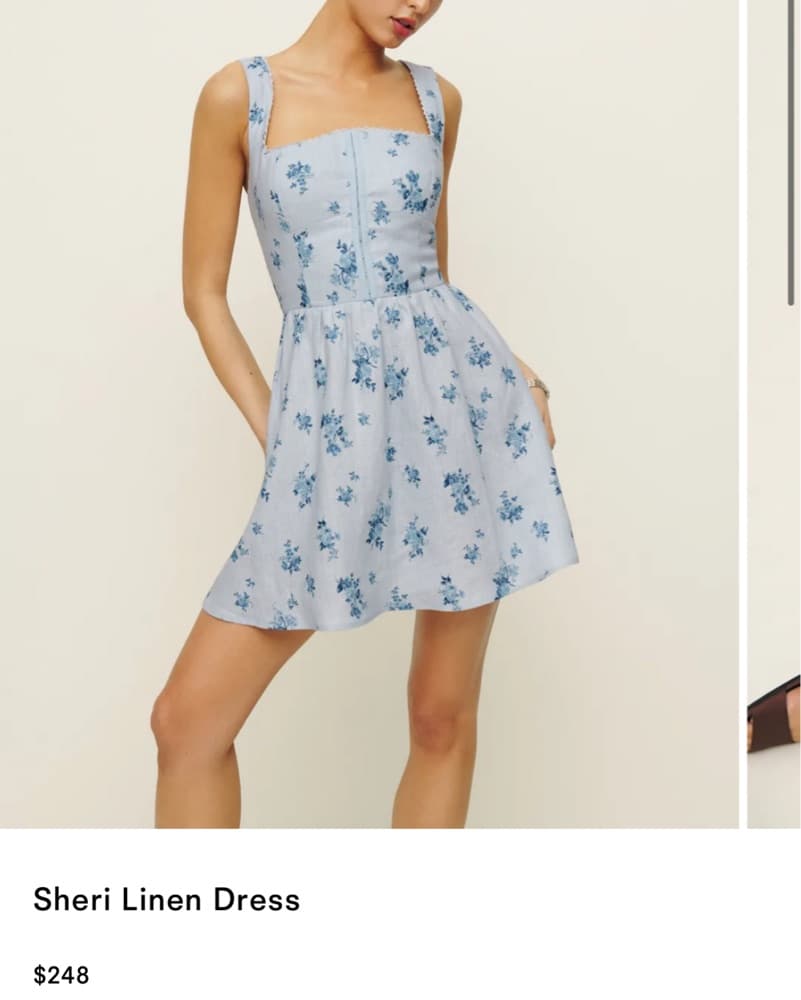 Blue Reformation Sheri Linen Mini Dress - Image 1