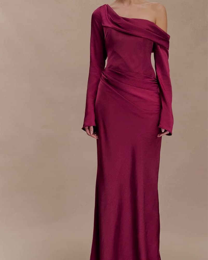 Long Sleeve Meshki Satin Dress - Image 1