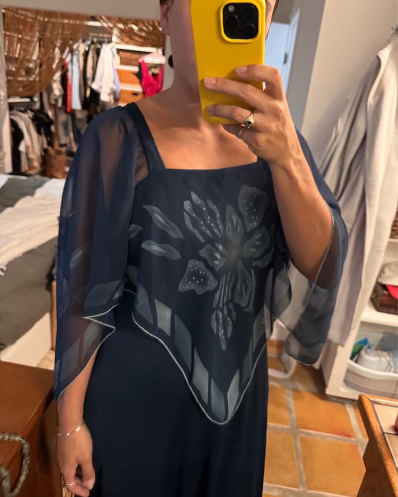 Vintage Blue Maxi Gown Dress - Image 2