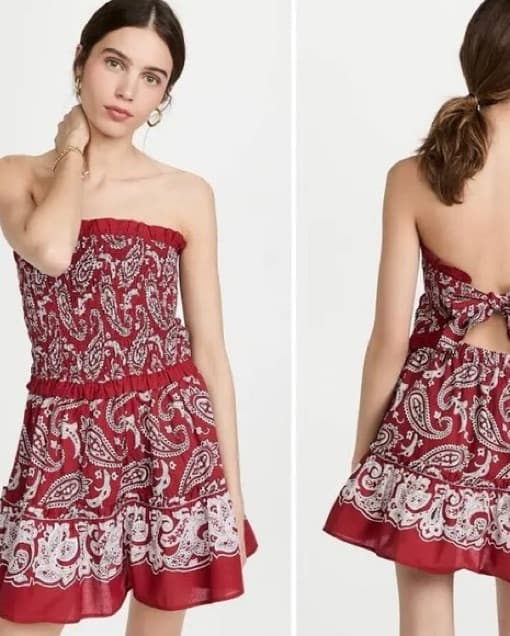 Red and White Paisley Sea Theodora Dress - Image 2
