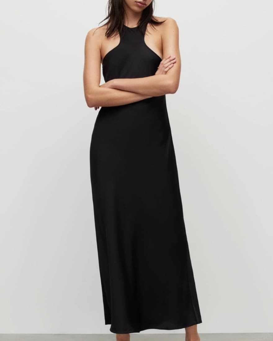 Black Silk Maxi Dress - Image 1